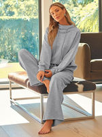 Conjuntos de salón para mujer, chándales, conjuntos de 2 piezas, sudadera con cordón de otoño 2024, pantalones de chándal de pierna ancha, chándal