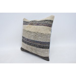 Almohada de lana de lujo de 14x14, cojín de retazos Kantha Beige con patrón esponjoso Vintage para ropa de cama, decoración de sofá, tejido portátil de 18x18 pulgadas - Product Image 4