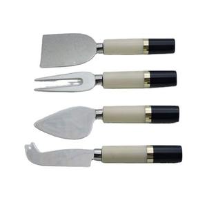 Ensemble de quatre fromages en acier inoxydable avec poignée en marbre pour servir le fromage. - Product Image 1