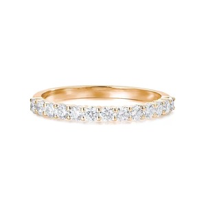 Bague de mariage à quatre points avec diamants de laboratoire F-VS2, en or massif 14K, sertie à griffes, pour mariages, fiançailles et soirées - Product Image 2