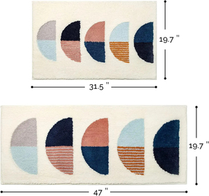 Tapis de bain rectangulaire moderne en microfibre avec motif à carreaux et dos antidérapant en caoutchouc pour sol de salle de bain - Product Image 4