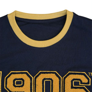 T-shirt Ringer Premium en Coton Noir pour Hommes, Chemise à Ourlet Courbé avec Broderie en Chenille, Numéro, Vêtement Grec Noir - Product Image 3