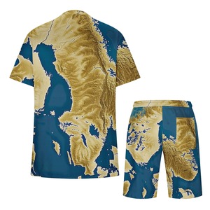 Conjunto de dos piezas OEM personalizado verano color sólido hombres camisa solapa manga corta pantalones cortos deportes casual verano hombres - Product Image 4