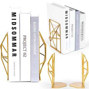 Sujetalibros de metal con diseño geométrico moderno de latón AK en latón acabado Juego de 2 al mejor precio para decoración del hogar/Decoración de biblioteca - Product Image 5