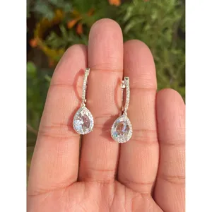 Pendientes de Plata 925 con Cristal de Cuarzo, Elegantes y Modernos - Product Image 1