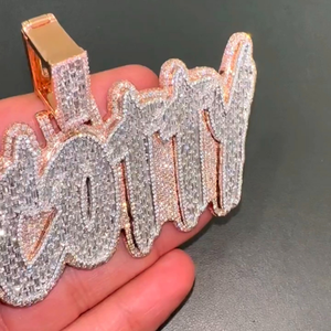 Colgante de Plata de Ley 925 Personalizado y Glamuroso con Incrustaciones de Diamantes de Moissanita, Estilo Hip Hop, Lujoso, Unisex - Product Image 2