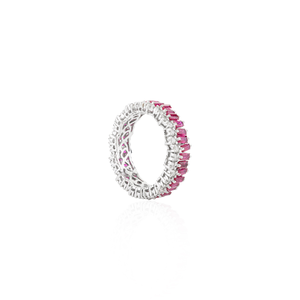 Bague de fiançailles en or blanc massif 18 carats 100% authentique rubis et diamants pour bijoux de mariage nouveau design - Product Image 5