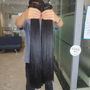 Vietnamese SUPER DOUBLE DRAWN MACHINE WEFT JET BLACK COLOR hair extensions Raw Virgin Hair Stock WEAVE Hair