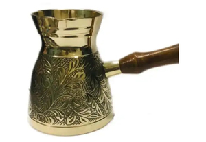 กาน้ำชาและกาแฟแบบตุรกีหม้อโลหะทองเหลืองขัดเงาด้วยมือสไตล์โบราณ - Product Image 3