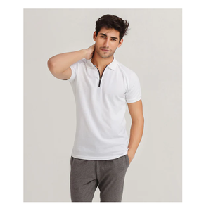 Mangas raglán de poliéster y algodón con estilo para hombre para polo con patrón sólido de logotipo personalizado - Product Image 1