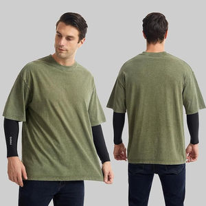 100% algodón Vintage lavado hombres personalizado fabricante hombres de gran tamaño ácido lavado Camiseta 100% algodón serigrafía larga - Product Image 4