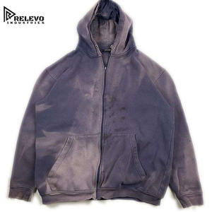 Sudadera con Capucha Lisa al por Mayor, 100% Algodón, Cierre Completo, para Hombre, con Estampado de Serigrafía, Lavado Ácido, Estilo Urbano, Efecto Desgastado por el Sol, Precio Bajo - Product Image 6