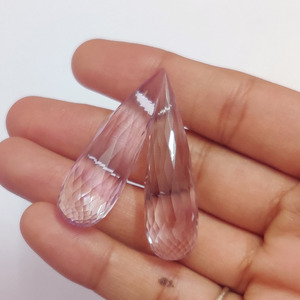 Alta calidad 22x12mm Checker facetado cuarzo rosa Natural 20,58 Cts corte pulido cristal semiprecioso rosa azul piedras preciosas sueltas - Product Image 4