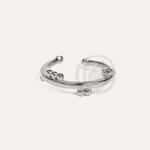 Bague ouverte ajustable en acier inoxydable YFB R129 P, design minimaliste moderne, bijoux perlés - Product Image 1