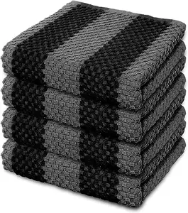 Kitchen Towels 100% Cotton Amazon Top Selling Black Grey Popcorn Style Terry Towel Luxury Soft Kitchen Towel Super Absorbent