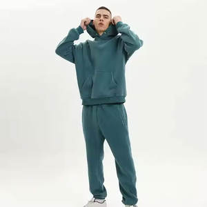 2025 alta calidad francés Terry 100% algodón hombres invierno chándal sólido transpirable a prueba de viento ligero acampanado chándal - Product Image 6