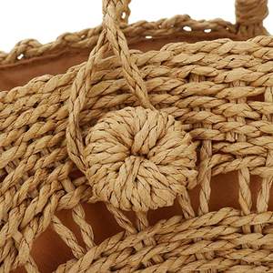 Sac fourre-tout en paille pour femmes grande capacité Shopping fourre-tout bohème sac à bandoulière voyage sac de plage avec doublure OEM - Product Image 5