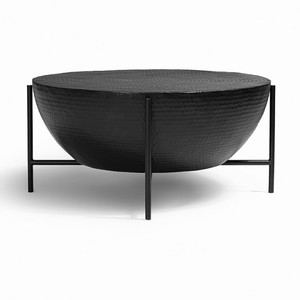 Table basse européenne double ronde en métal martelé Design unique italien de table basse de luxe moderne - Product Image 3