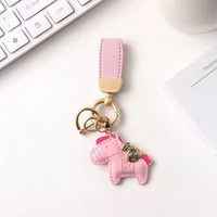 Porte-clés en cuir PU personnalisés en forme d'animaux mignons et colorés, faits à la main, pour sacs à main féminins, cadeau promotionnel en gros
