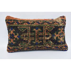 Multicolor Vintage Floral Embroidered Wool Kantha Patchwork <b>Pillow</b> 12x20 Inches Soft Fabric for Home or <b>Sofa</b> Use - Product Image 1