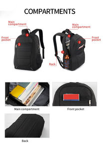 Sac à dos scolaire 2026 tendance, vente en gros, noir, imperméable, haute qualité, fabriqué au Pakistan - Product Image 6