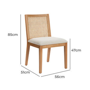 Retno Dining chair made of solid teak mattress with rattan woven backrest and fabric and <b>foam</b> seat for indoor and outdoor - Product Image 6