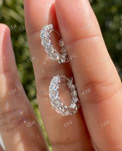 Factory Wholesale Simple Design Round Cut 18K <b>Solid</b> <b>Gold</b> Moissanite Hoops Earring New Latest Design Diamond Jewelry Gift for Her - Product Image 3