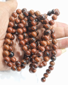 Venta al por mayor de cuentas redondas de piedra de obsidiana de caoba de 8mm grado AAA 15 "hebra completa café cuentas sueltas naturales pulseras de joyería - Product Image 4