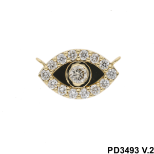 จี้เพชรคลาสสิกสง่างามของผู้หญิงสีเหลืองทองโรเดียมชุบ14KT/18KT สัญลักษณ์ป้องกันสีดำเคลือบฟันเพชรที่ยอดเยี่ยม - Product Image 2