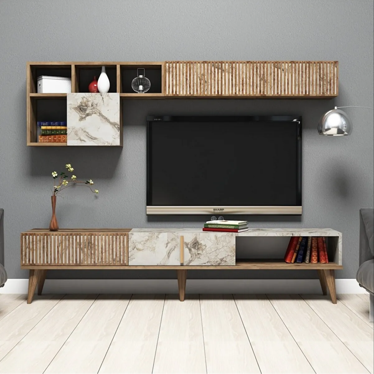 Standar Tv desain Eropa Modern furnitur ruang tamu kabinet TV kayu furnitur rumah Tv Modern berdiri dari Turki