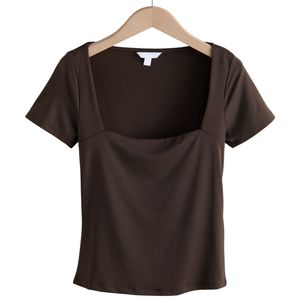 Camiseta de Manga Larga con Cuello Redondo para Niñas, Tejido Elástico Suave, Ecológico, Transpirable, Color Sólido Vintage, Ajustada, Cómoda y Moderna - Product Image 4