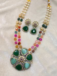 Ensemble de collier en laiton plaqué or Kundan traditionnel indien pour femmes et filles accessoires de bijoux de chaîne de perles - Product Image 4