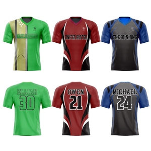 Maillots de football personnalisés sublimés pour hommes adultes, col en V, manches courtes, évacuation de l'humidité, impression du nom et du numéro de l'équipe, toutes saisons - Product Image 3