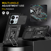 Funda Protectora para Teléfono con Anillo y Soporte, Diseño de Armadura, a Prueba de Golpes, con Protección Total de la Cámara, para Redmi Note 13 Pro 5G