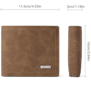 Portefeuille pour homme en cuir PU vintage marron, design ouvert court, grande capacité, porte-cartes multiples pour adultes, usage quotidien, hommes Bense - Product Image 3