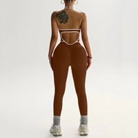 Combinaison de yoga décontractée pour femme, tie-dye, une pièce, pour entraînement intensif, avec leggings évasés contrastants, vente en gros personnalisée