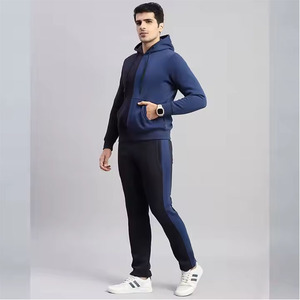 Costume pantalon à épaules tombantes en coton surdimensionné personnalisé pour hommes Streetwear vierge Ensemble pantalon à capuche bicolore survêtements pour hommes - Product Image 5