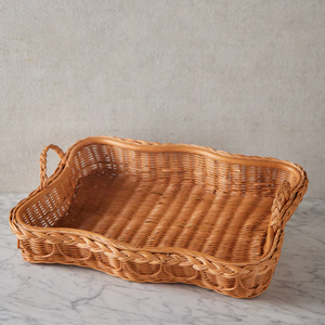 Finest Quality round Mother of Pearl Inlay and Rattan Serving <b>Tray</b> Best Price Storage <b>Basket</b> for Food Serving - Product Image 5