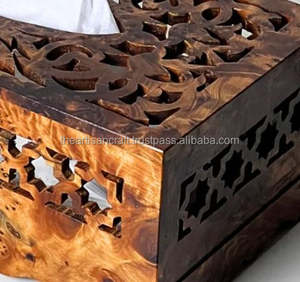 Caja de Madera Natural Tallada a Mano para Pañuelos, Diseño Artesanal Personalizado de Estilo Americano, Lujosa - Product Image 4