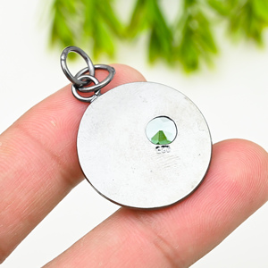 จี้บุษราคัมสีฟ้า10มม. อัญมณีชุบเงิน1.80นิ้วสุดหรู unisex งานแต่งงานเครื่องประดับออกแบบขายส่งจำนวนมาก - Product Image 3