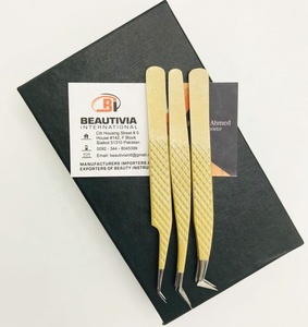 Pince à épiler d'extension de cils en acier inoxydable enduit rose forte adhérence durable pointe pointue marque privée Beautivia International - Product Image 5