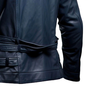 Manteau long en cuir véritable authentique pour homme, noir, vêtement d'extérieur d'hiver, coupe ajustée, classique, écologique, respirant, personnalisé, épais - Product Image 5