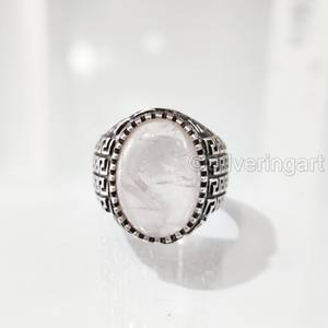 Bague en argent sterling 925 pour homme, en quartz rose naturel, pierre de naissance d'avril, toutes tailles, bijoux de mariage arabes, vente en gros - Product Image 4