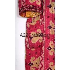 Chaqueta Corta de Invierno Kantha Hecha a Mano para Mujer, 100% Algodón, Cuello en V Floral, Cierre con Cordón, Transpirable, Secado Rápido, Tres Cuartos - Product Image 2