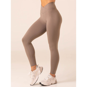Dernier legging croisé Momentum personnalisé taupe Ceinture haute profilée Nouveau legging de gymnastique à la mode pour vêtements de sport pour femmes - Product Image 1