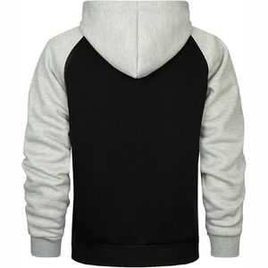 Sudadera con capucha premium negra y gris jaspeado, estilo pullover con bolsillo canguro, tamaño y diseño personalizados - Product Image 2