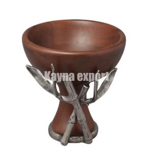 Soporte de fundición de Metal artesanal de tendencia, cuenco para servir con acabado de madera Natural, vajilla para el hogar y el restaurante, cuenco para uso en la cocina - Product Image 1