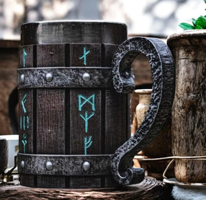 Vintage Warrior Style Handmade Rune Beer <b>Mugs</b> Coffee <b>Mugs</b> Anniversary Gift Husband Gifts Couples Gift Christmas Gifts - Product Image 1
