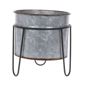 Jardinière galvanisée avec poignées en métal, décoration de jardin, extérieur, intérieur, Pot pour plantes - Product Image 6