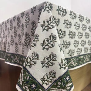 Elegante Evergreen Grace Floral hecho a mano bloque impreso algodón mantel lujo indio para comedor boda cocina granja Decoración - Product Image 1
